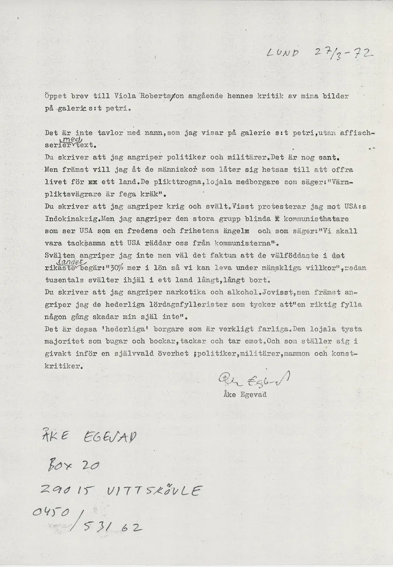 10-29.03.1972 ÅKE EGEVAD — Sheet 1